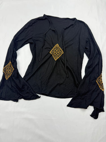 Black flared sleeves long sleeves top (S)
