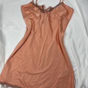 Beige satin lace up babydoll mini dress (2XL)