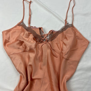 Beige satin lace up babydoll mini dress (2XL)