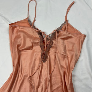 Beige satin lace up babydoll mini dress (2XL)