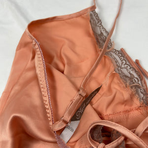 Beige satin lace up babydoll mini dress (2XL)