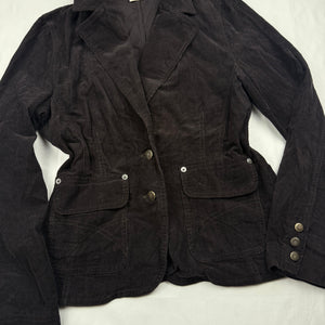 Brown velvet denim ribbed cotton office jacket (S/M)