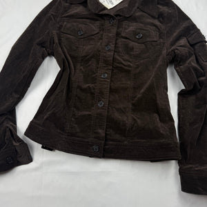 Brown velvet denim ribbed cotton biker jacket (S/M)