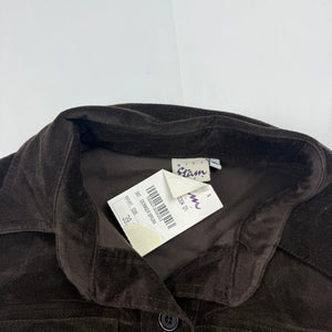 Brown velvet denim ribbed cotton biker jacket (S/M)