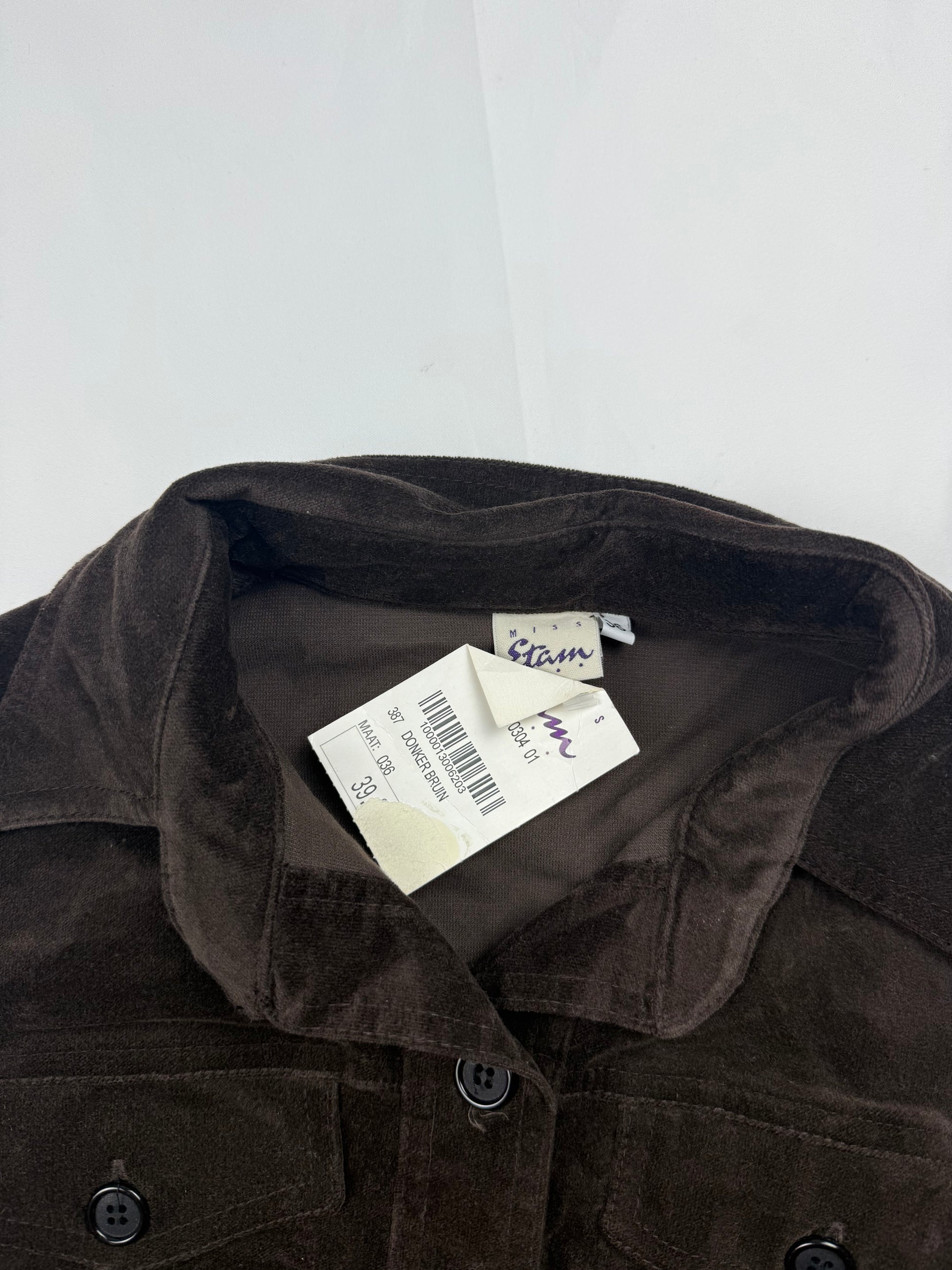 Brown velvet denim ribbed cotton biker jacket (S/M)