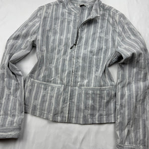 Blue & white striped zip up denim office jacket (S/M)