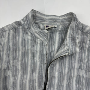 Blue & white striped zip up denim office jacket (S/M)