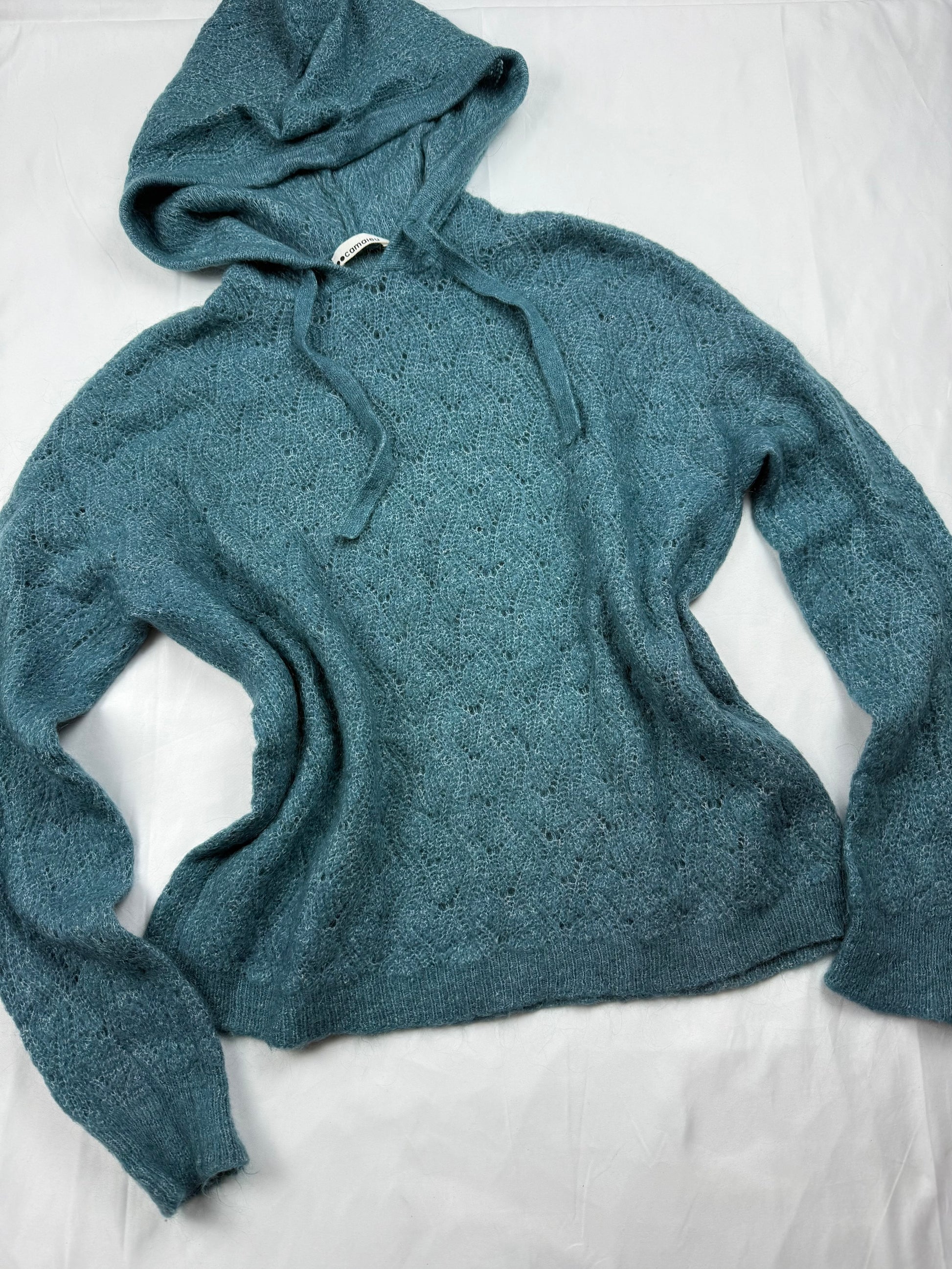 Green crochet super soft hooded jumper (M/L)