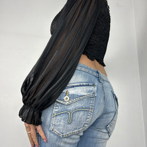 Black bardot long sleeves top (S/M)