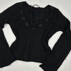 Black super soft mohair pearls jumper (M)