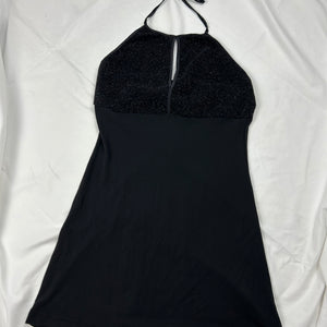 Black shinning halter mini dress (S)