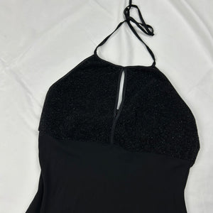 Black shinning halter mini dress (S)