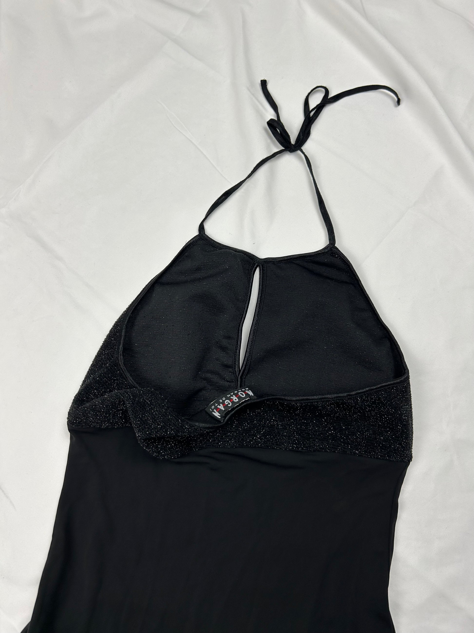 Black shinning halter mini dress (S)