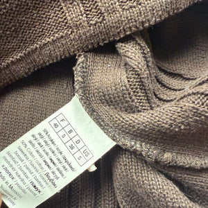 Brown knitted flared long sleeves jumper dress (M)