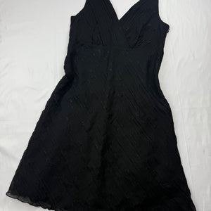 Black mesh lined night out mini dress (M)