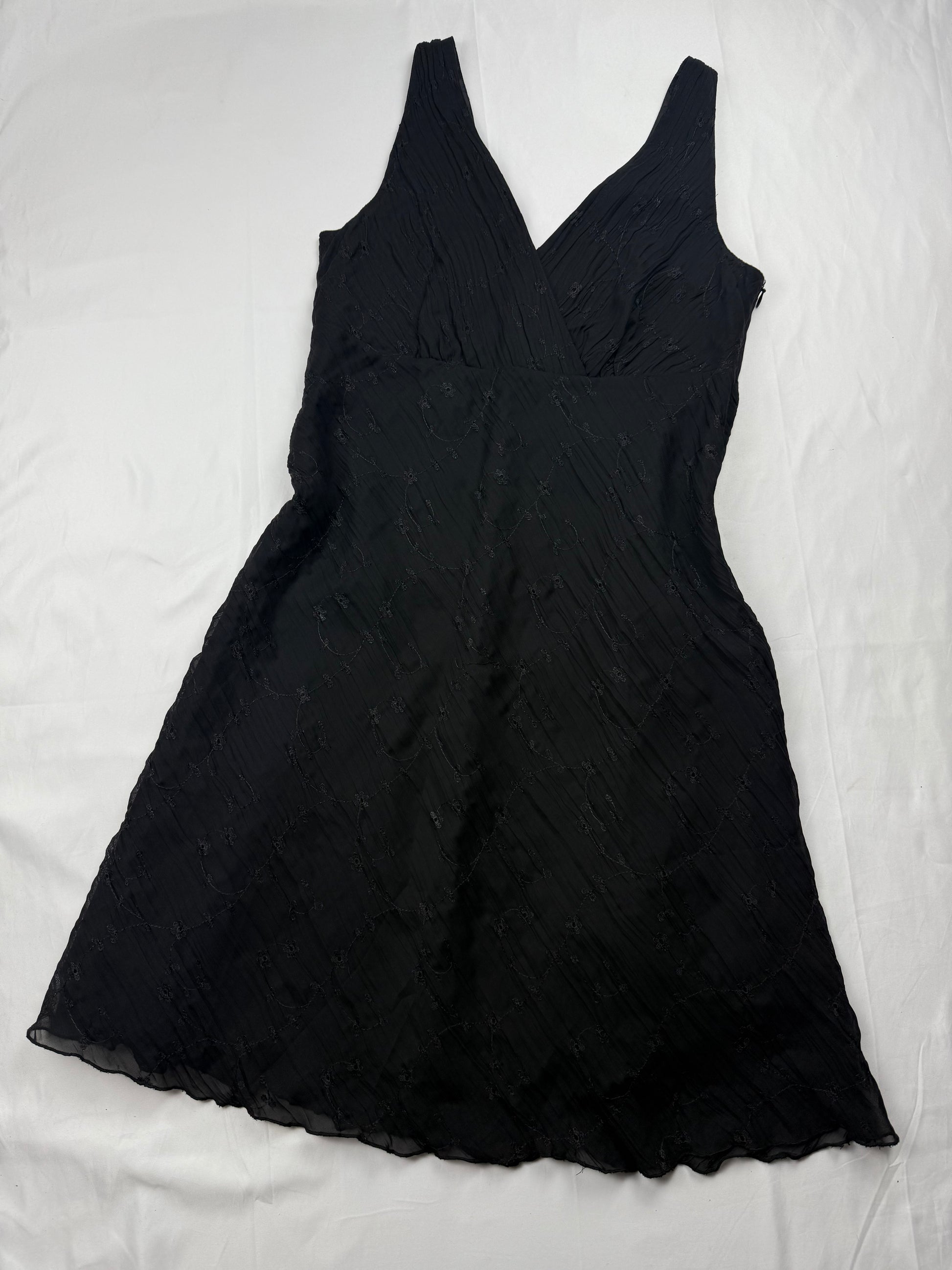 Black mesh lined night out mini dress (M)