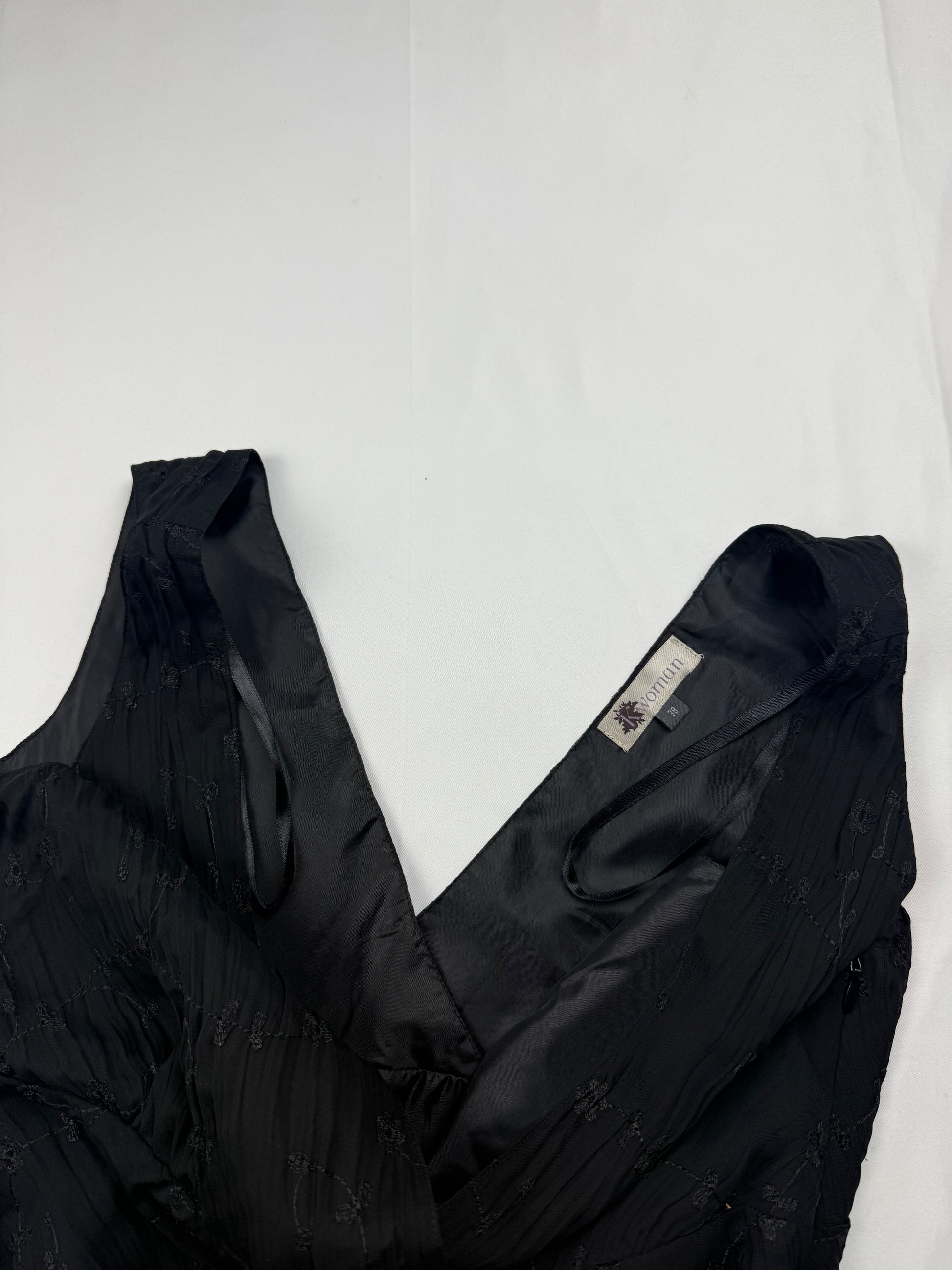 Black mesh lined night out mini dress (M)