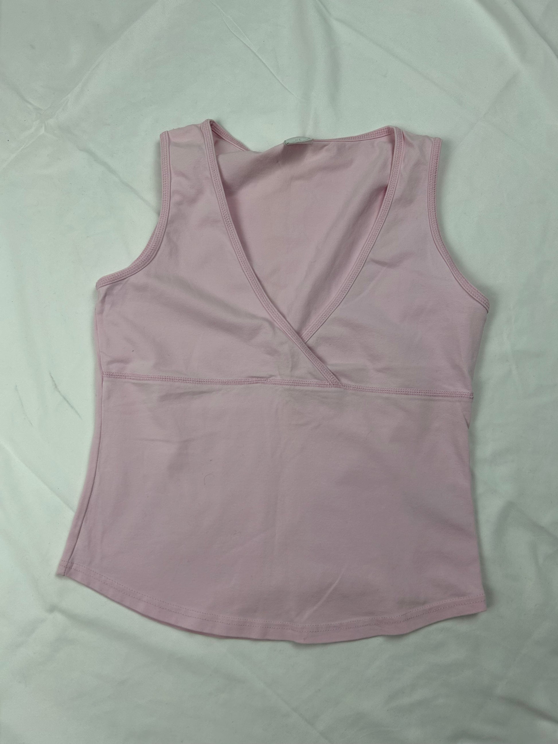 Baby pink lycra tight fit tank top (S)
