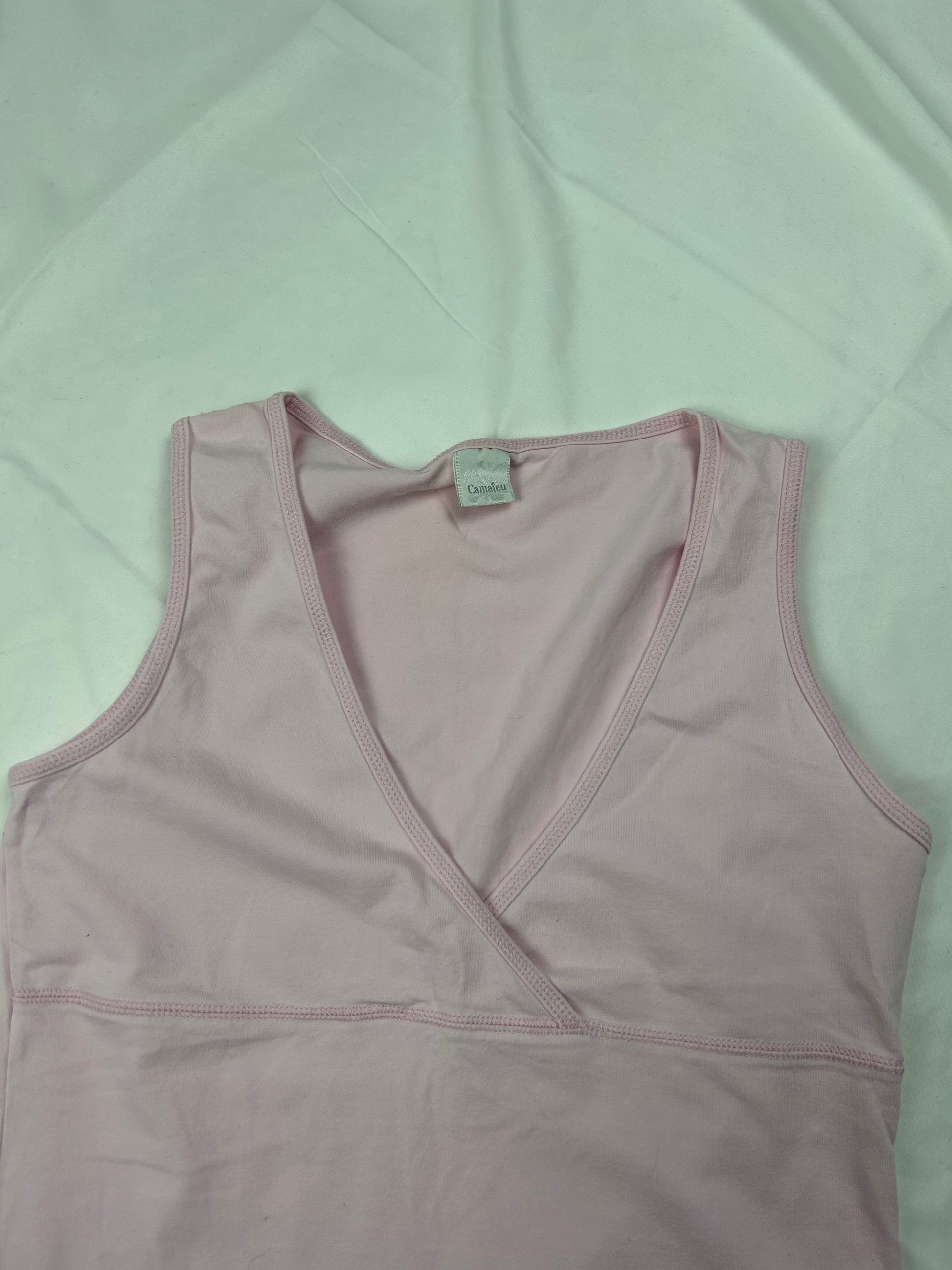 Baby pink lycra tight fit tank top (S)