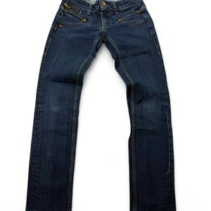 Blue denim low rise straight legs pants (XS)