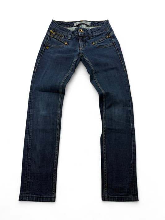 Blue denim low rise straight legs pants (XS)