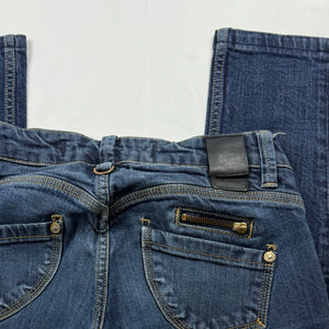 Blue denim low rise straight legs pants (XS)