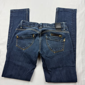 Blue denim low rise straight legs pants (XS)