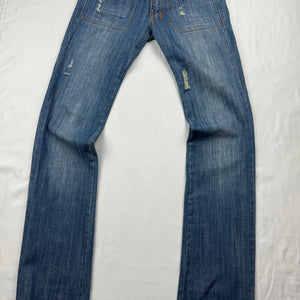 Blue denim low waist straight legs pants (XS/S)