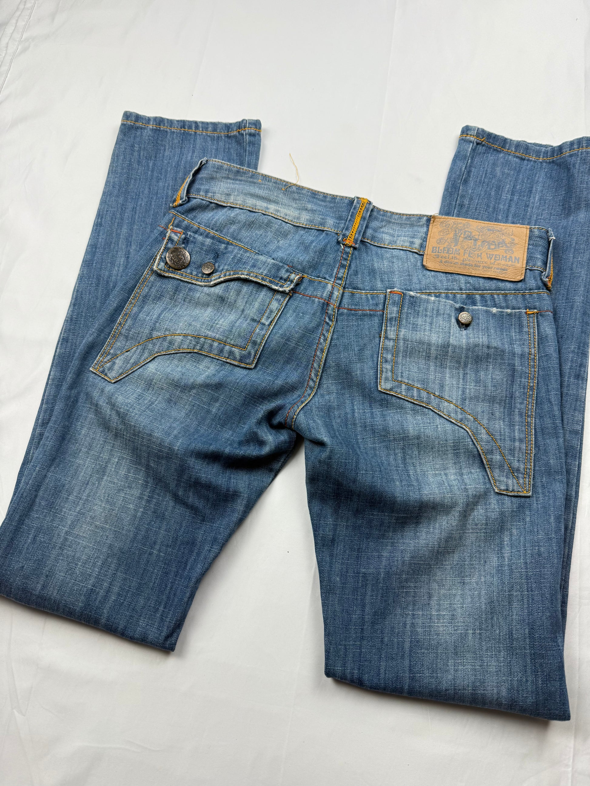 Blue denim low waist straight legs pants (XS/S)