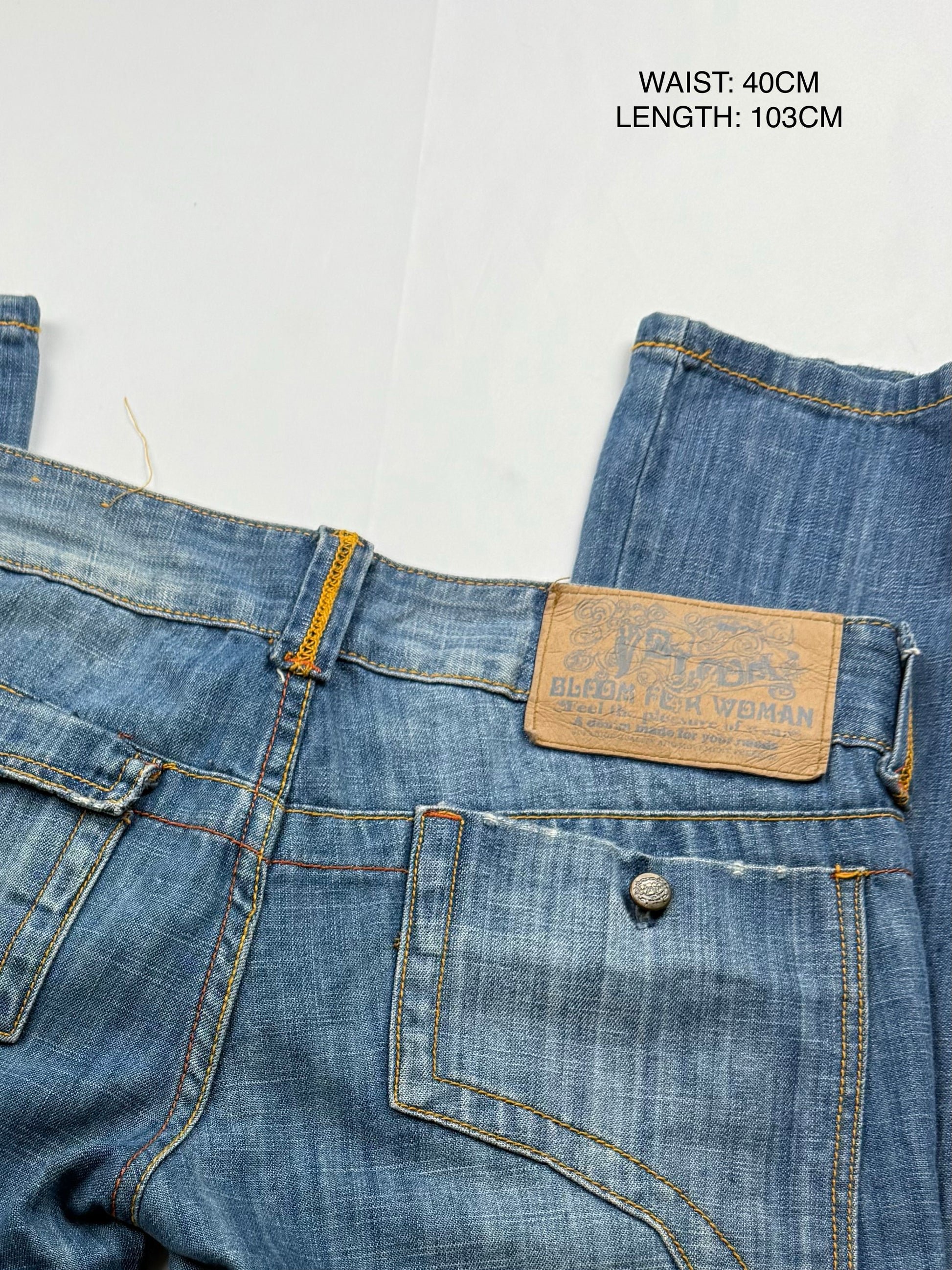 Blue denim low waist straight legs pants (XS/S)