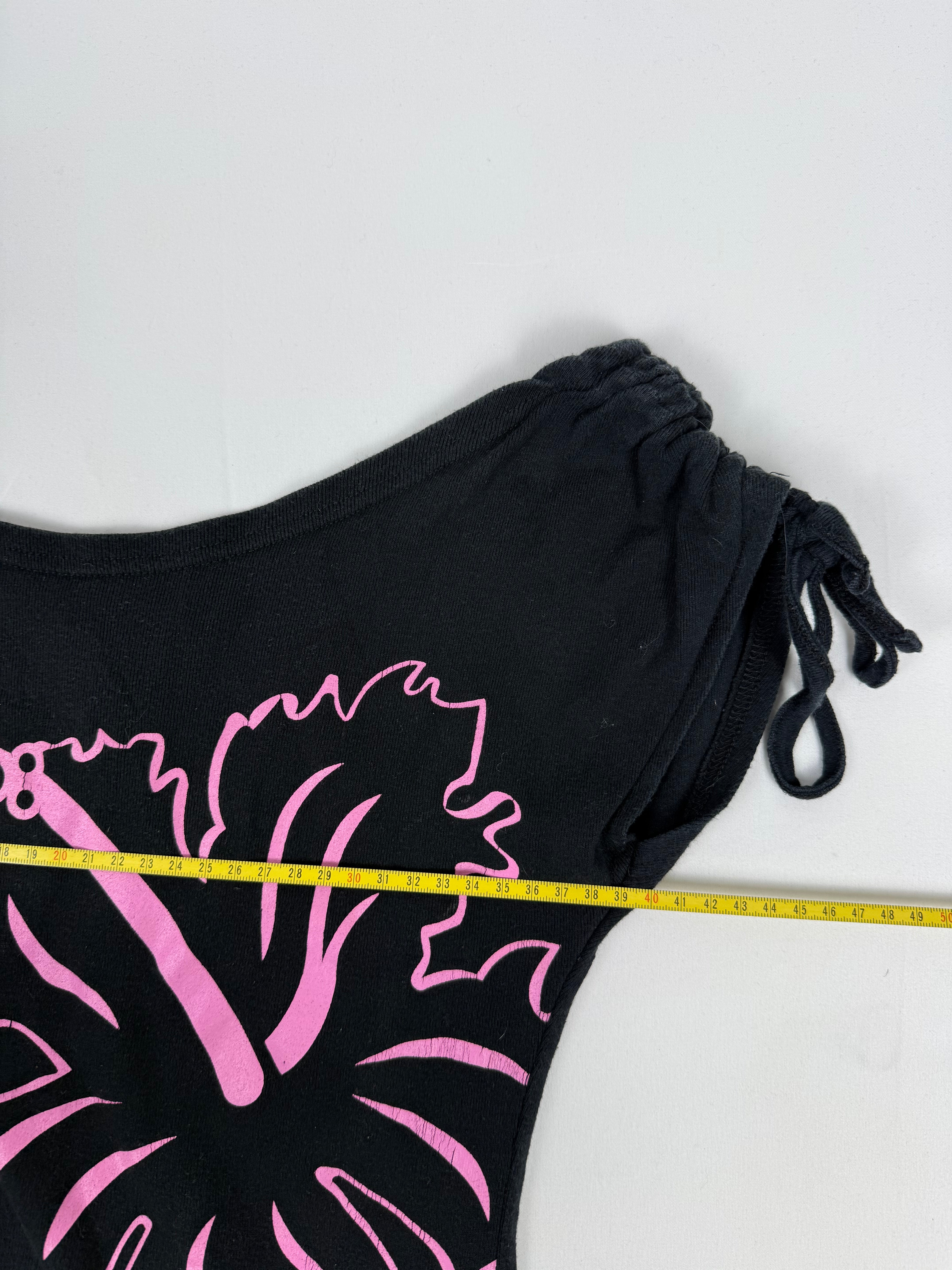 Black graphic hibiscus tee (S)