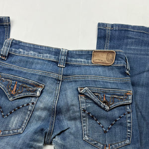 Blue denim low waist flare pants (XS)