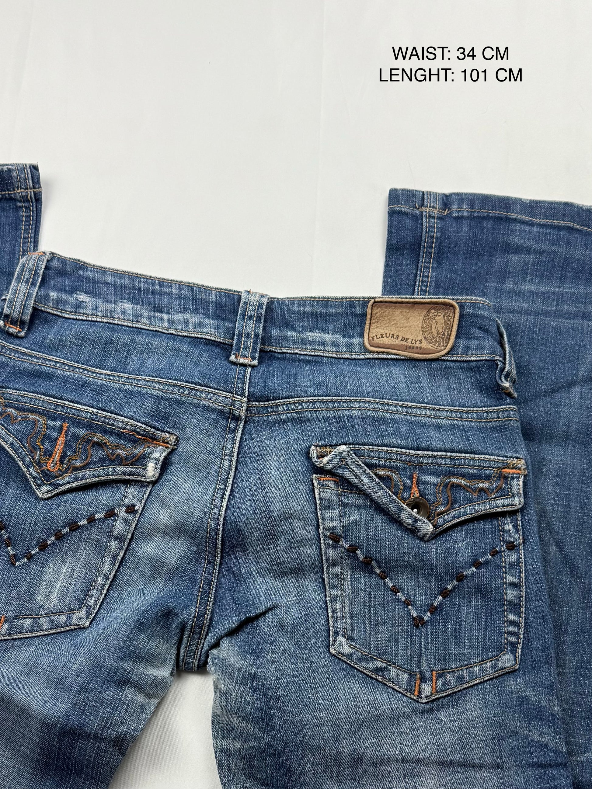 Blue denim low waist flare pants (XS)