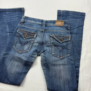 Blue denim low waist flare pants (XS)