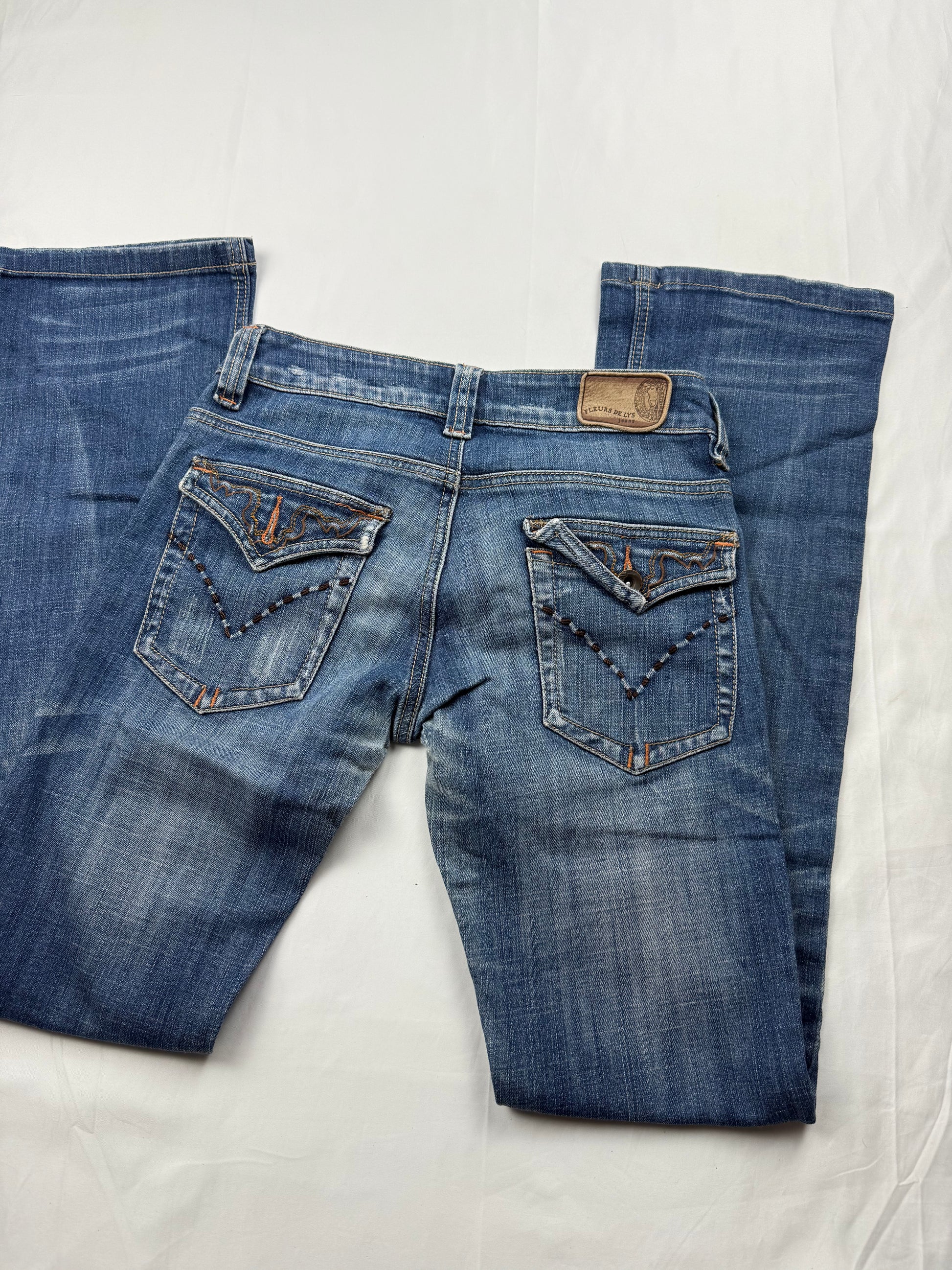 Blue denim low waist flare pants (XS)