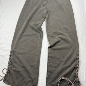 Khaki low rise lace up baggy pants (S/M)