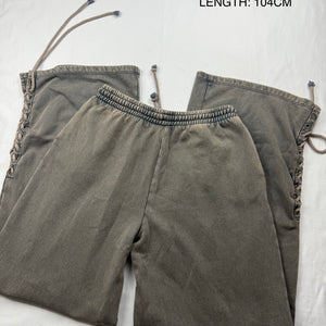 Khaki low rise lace up baggy pants (S/M)