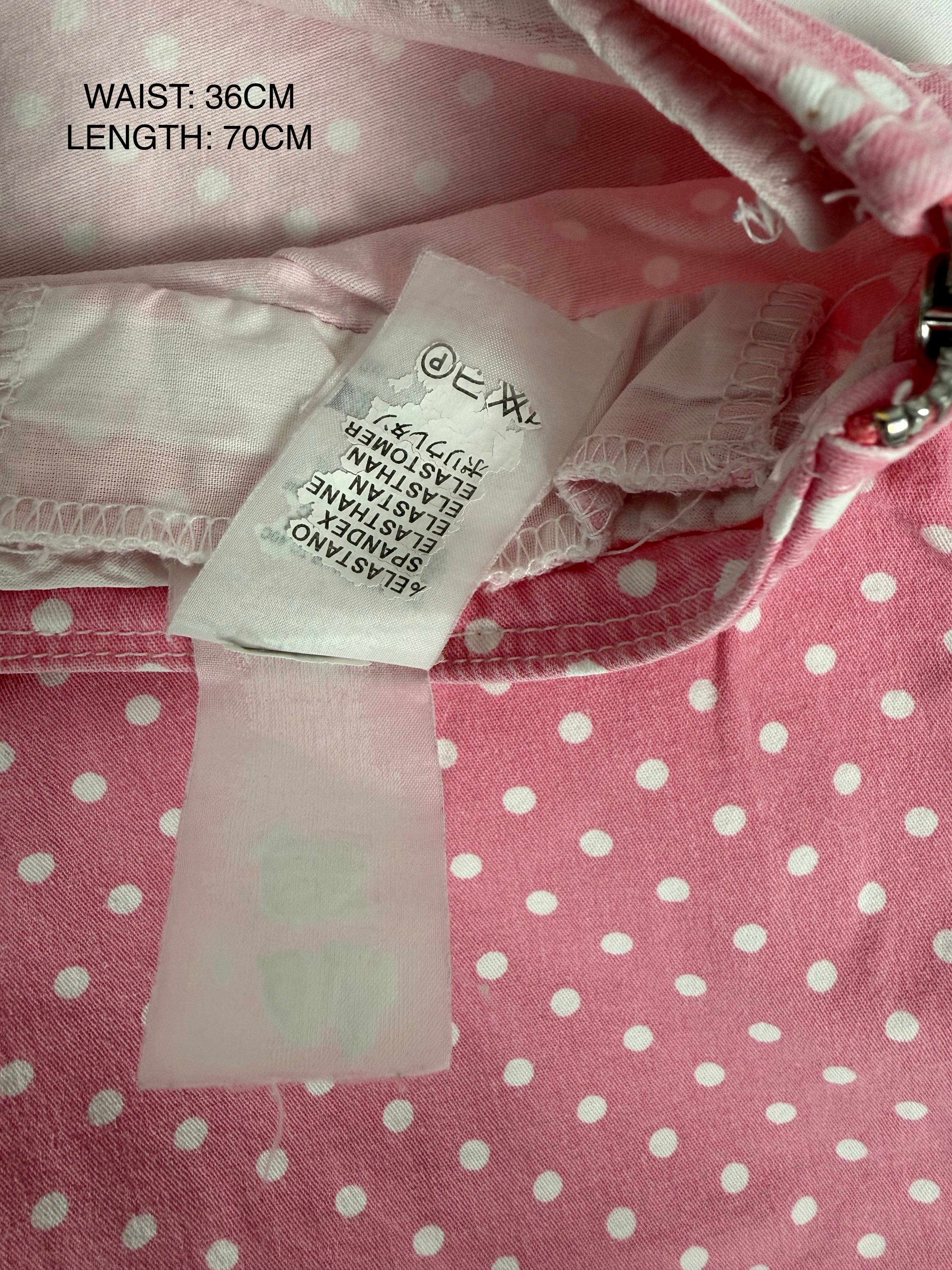 Baby pink polka dots denim capri pants (XS)