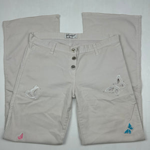 White butterflies low waist baggy pants (M)
