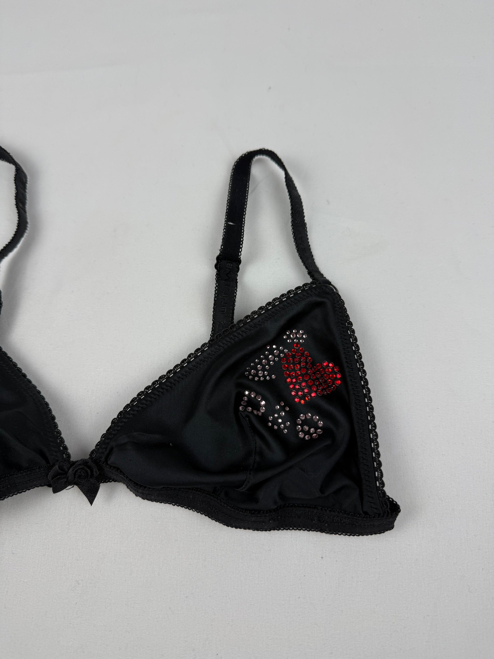Black silky rhinestones bra (S/M)