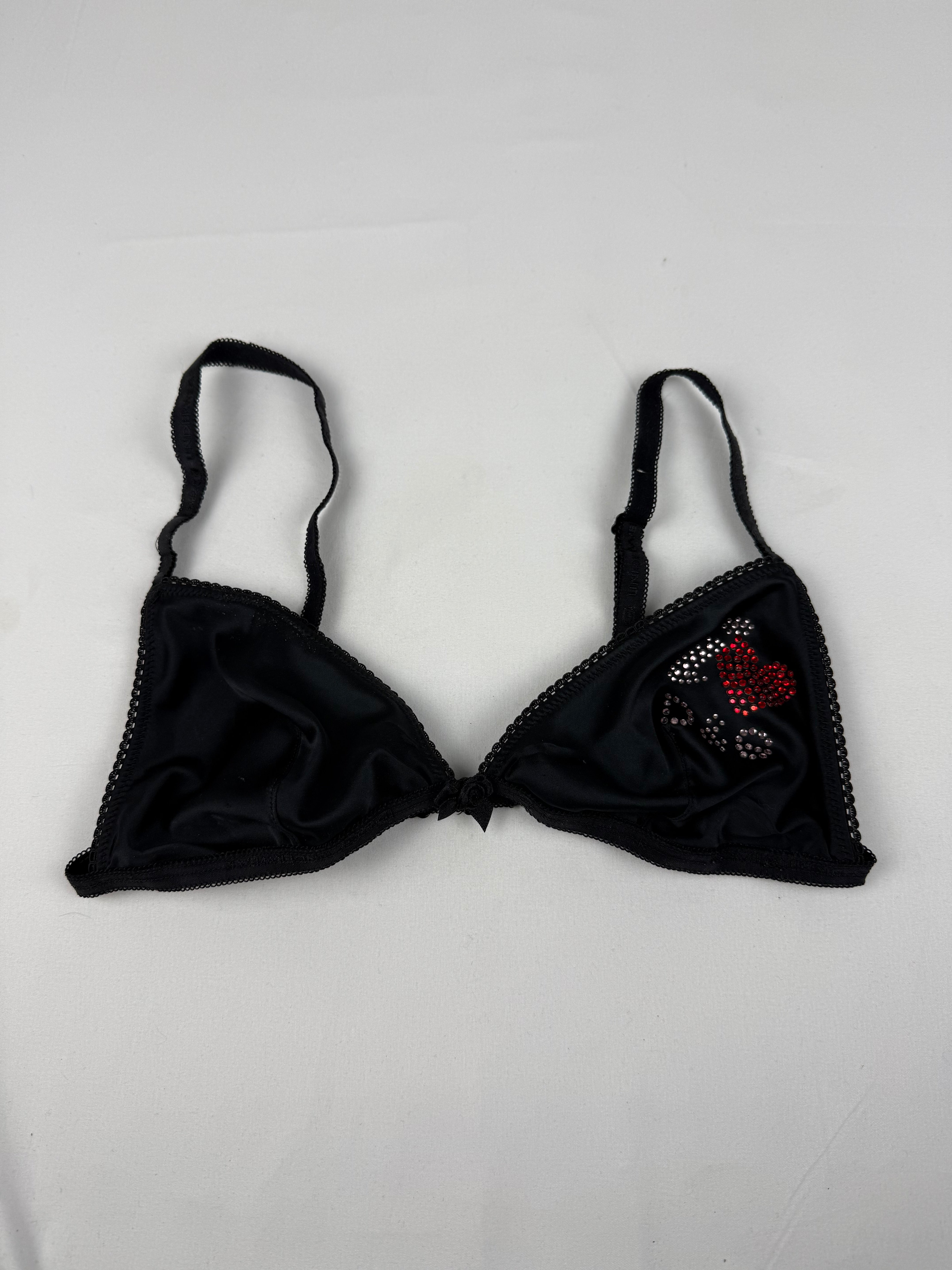 Black silky rhinestones bra (S/M)