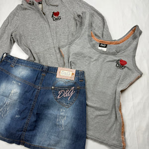 Blue denim low rise mini skirt (S/M)
