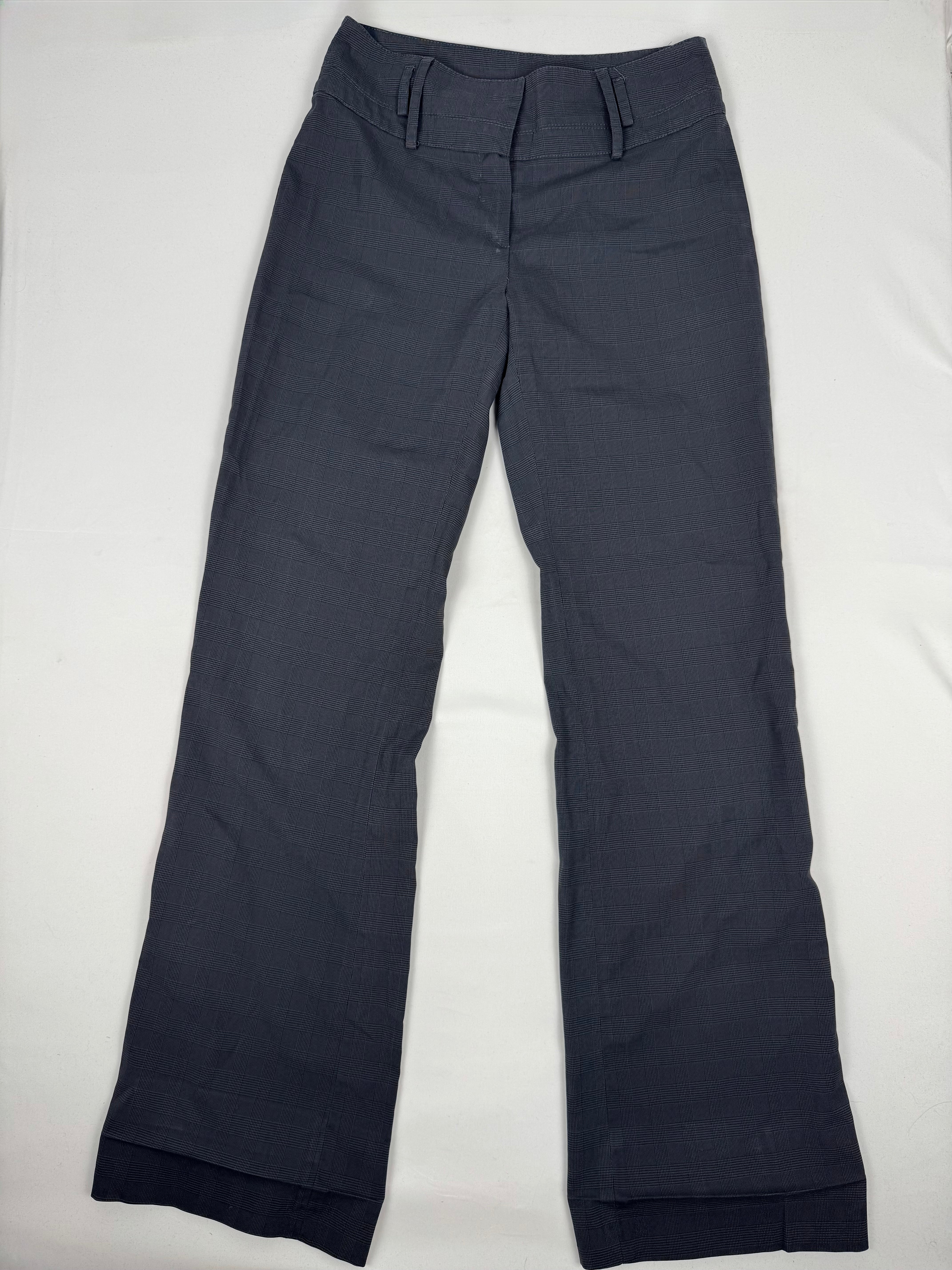 Grey check print office pants (M)