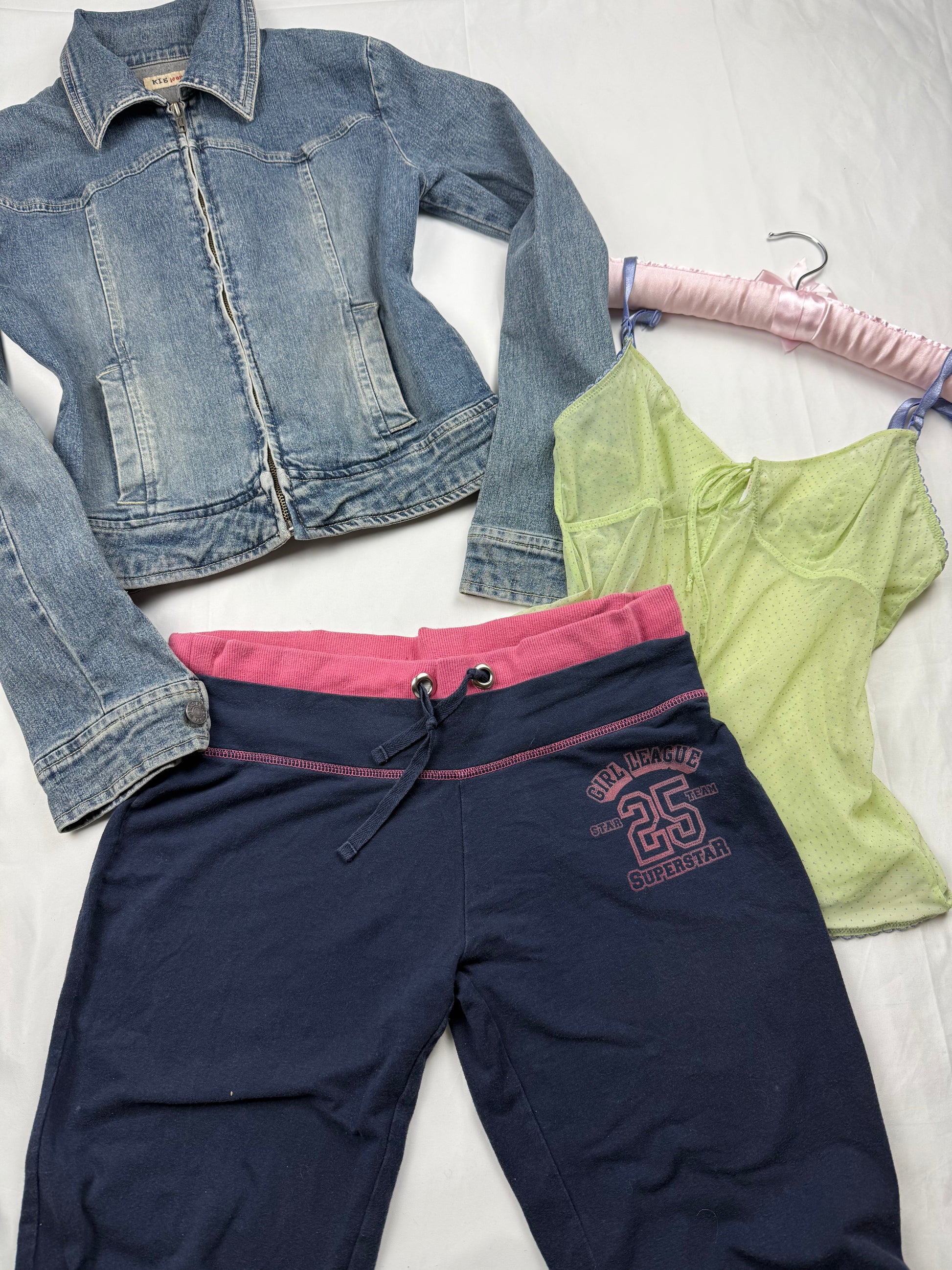 Blue denim zip up biker jacket (S)