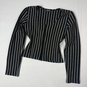 Black striped zip up long sleeves top (S/M)