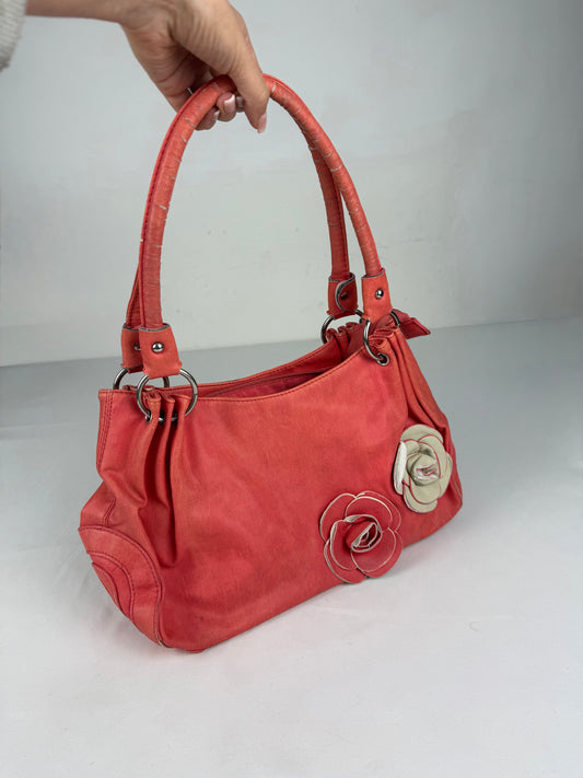 Orange pvc leather shoulder bag (30x21cm)