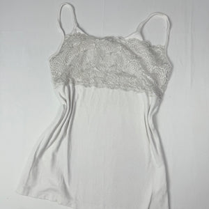 White cotton tight fit babydoll cami top (S/M)