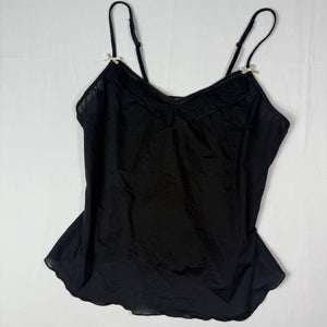 Black silky babydoll cami top (L)