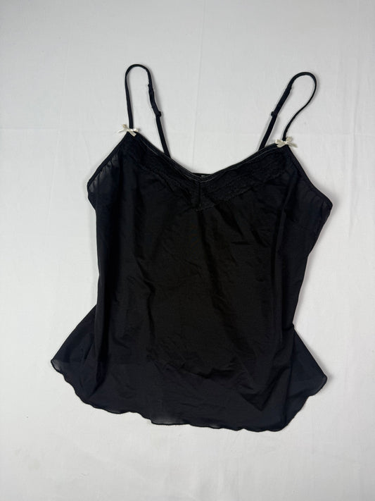 Black silky babydoll cami top (L)