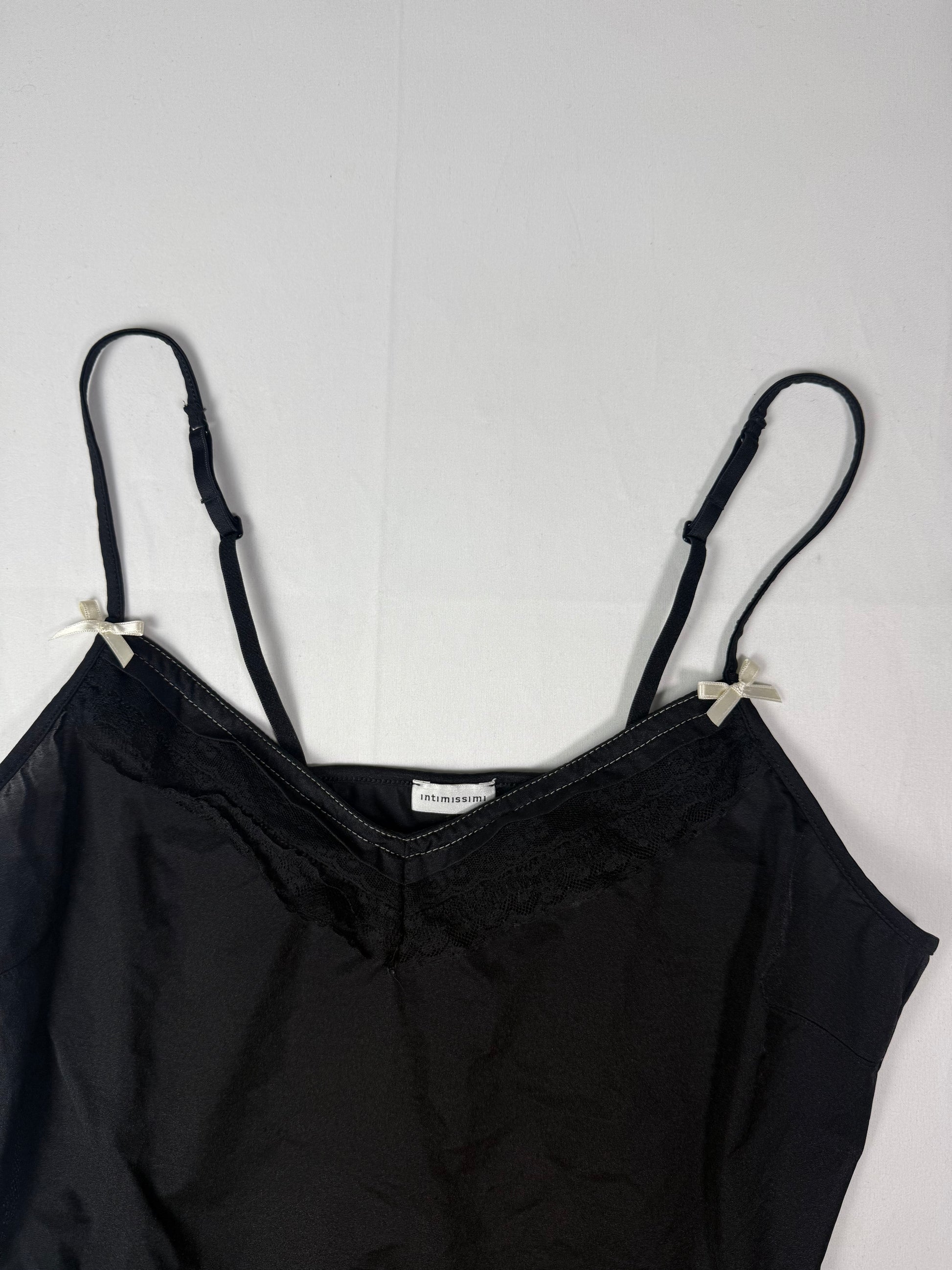Black silky babydoll cami top (L)